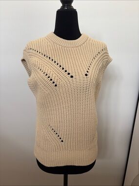 Madewell Cream Knit Sleeveless Crewneck Vest